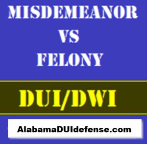 How many DUIs is a felony in Alabama. The answer is 4 DUI convictions in a 10-year time period means the 4th one will be classified as a felony. Most DUIs in Alabama are misdemeanors unless a wreck led to injuries.